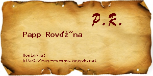 Papp Rovéna névjegykártya
